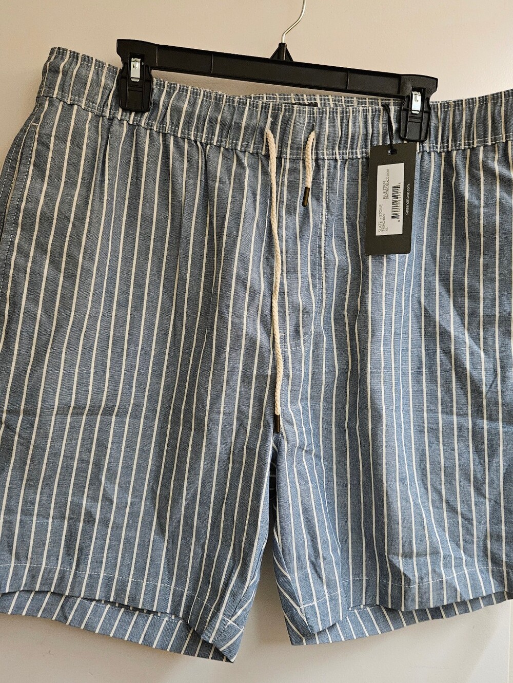 Slate & Stone Men's Blue Stripe Drawstring Relaxed Shorts - Size XL - NWT